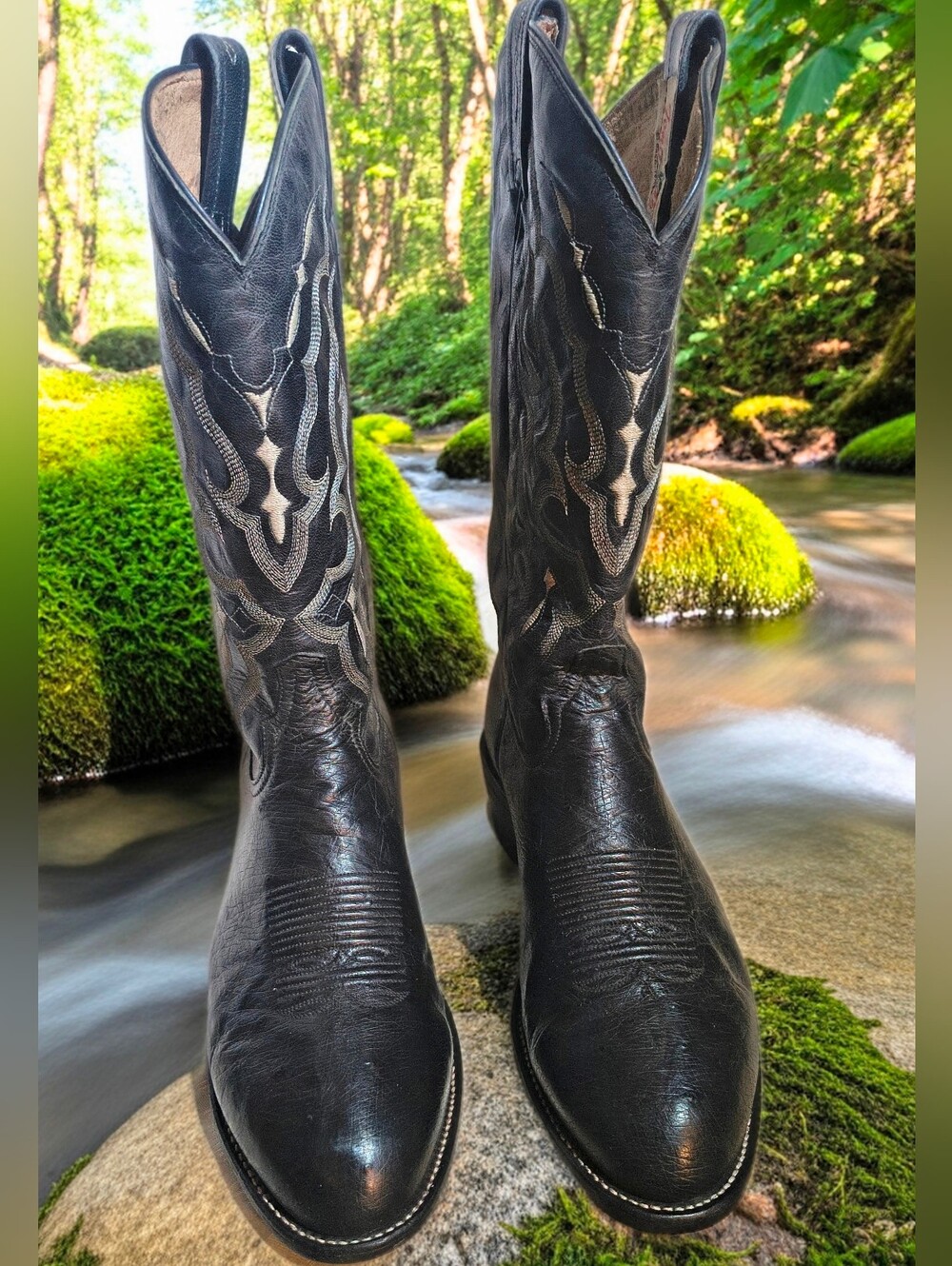 Men's Tony Lama Smooth Ostrich Black CT871 Cowboy Boots 11D Light Wear